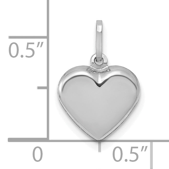 14K Weißgold 14K Weißgold Poliert 3-d Herz Anhänger