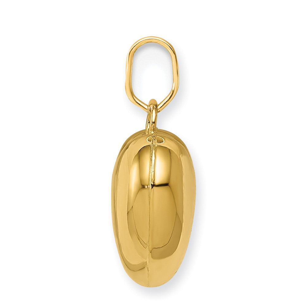 14K Gelbgold Poliert 3 D Gewölbt Herz Anhänger