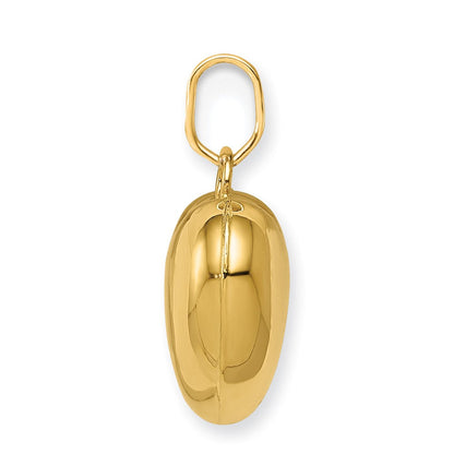 14K Gelbgold Poliert 3 D Gewölbt Herz Anhänger
