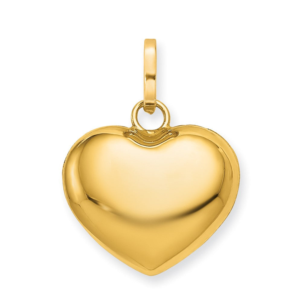 14K Gelbgold Poliert 3 D Gewölbt Herz Anhänger