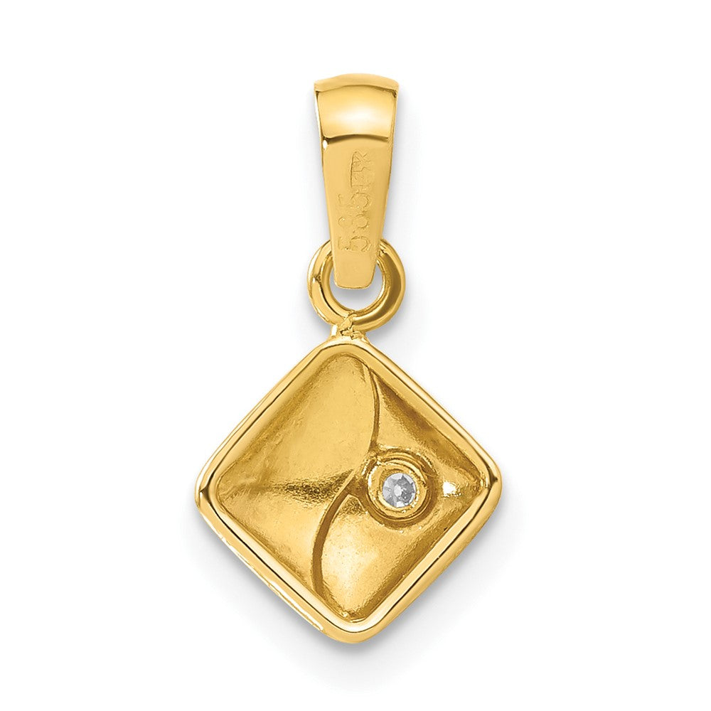 14K Gelbgold 14ky Satiniert & Poliert Zirkonia Anhänger