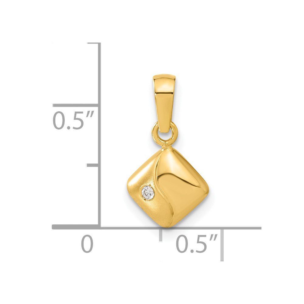 14K Gelbgold 14ky Satiniert & Poliert Zirkonia Anhänger