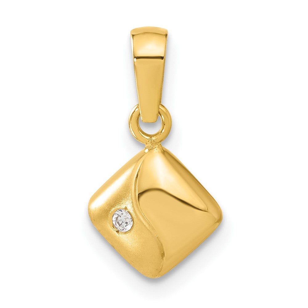 14K Gelbgold 14ky Satiniert & Poliert Zirkonia Anhänger