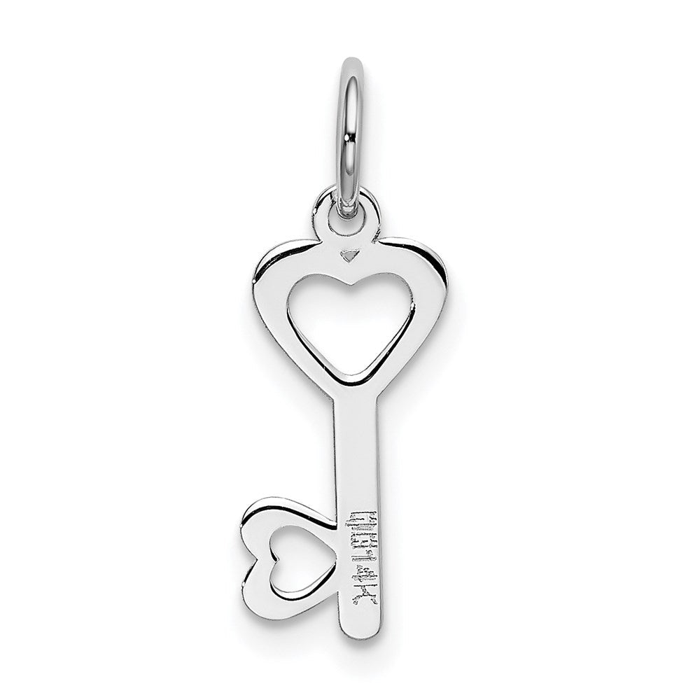 14K Weißgold 14K Weißgold Herz-shaped Key und Schloss Charm