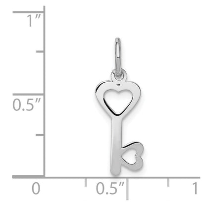 14K Weißgold 14K Weißgold Herz-shaped Key und Schloss Charm