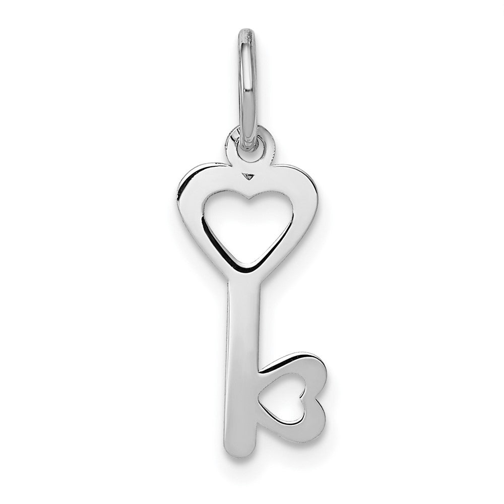 14K Weißgold 14K Weißgold Herz-shaped Key und Schloss Charm