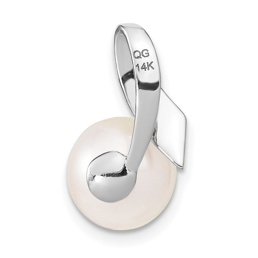 14K Weißgold 14K Weißgold 8-9mm Knopf Fwc Perle Satiniert Finish Anhänger