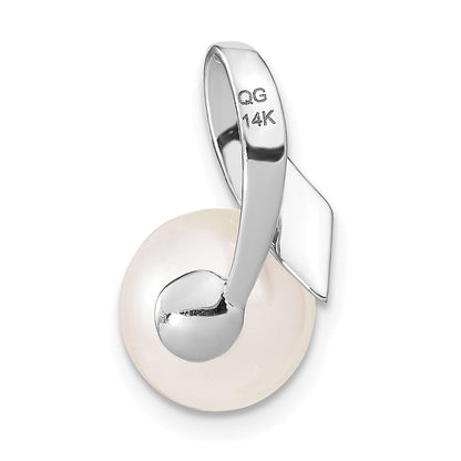14K Weißgold 14K Weißgold 8-9mm Knopf Fwc Perle Satiniert Finish Anhänger