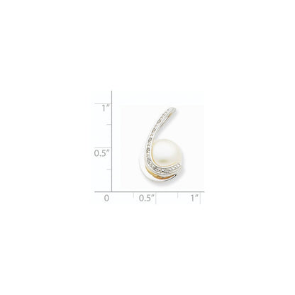 14K Weißgold WG Diamant (10-11mm) Button FW Zuchtperlen-Anhänger