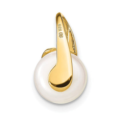 14K Gelbgold Gleitanhänger mit weißer Knopf-Süßwasserzuchtperle, 8-9 mm