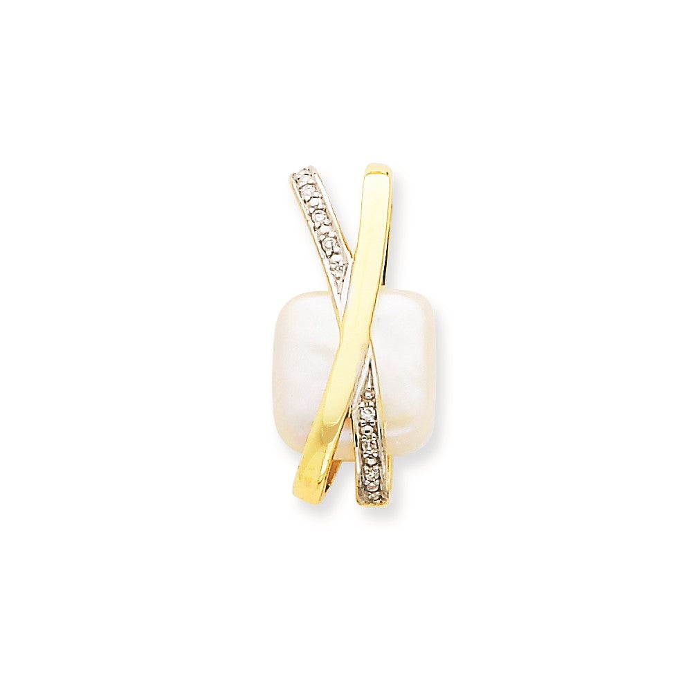 Anhänger aus 14K Gelbgold mit Diamant und Süßwasser-Zuchtperle