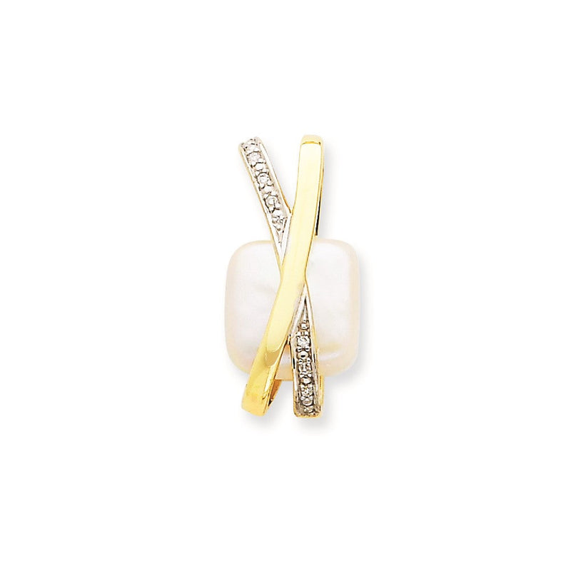 Anhänger aus 14K Gelbgold mit Diamant und Süßwasser-Zuchtperle