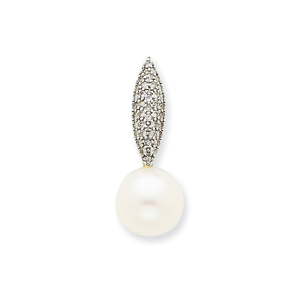 14K Weißgold Diamant-Anhänger mit FW-Zuchtperle