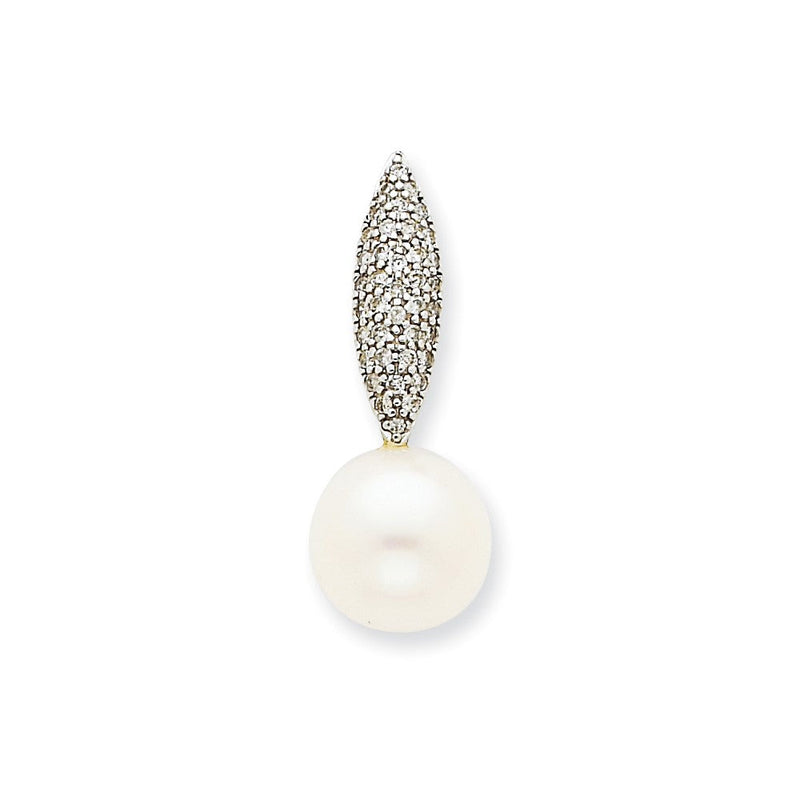 14K Weißgold Diamant-Anhänger mit FW-Zuchtperle