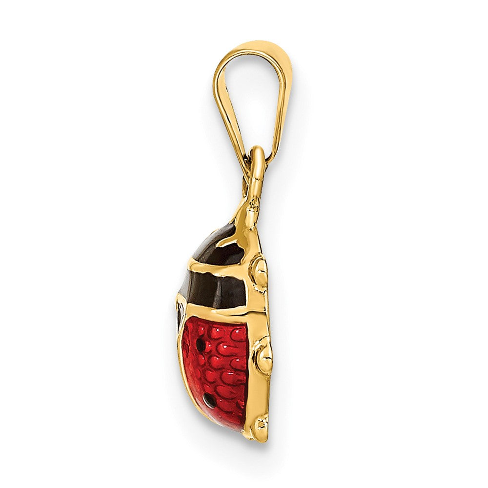 14K Gelbgold Poliert Rot/black Emaille Marienkäfer Anhänger