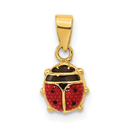 14K Gelbgold 14K Poliert Rot/black Emaille Marienkäfer Anhänger