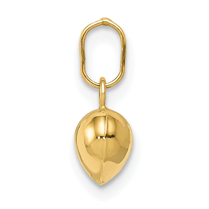 14K Gelbgold 14K Poliert 3-d Gewölbt Herz Charm