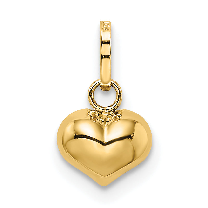 14K Gelbgold 14K Poliert 3-d Gewölbt Herz Charm