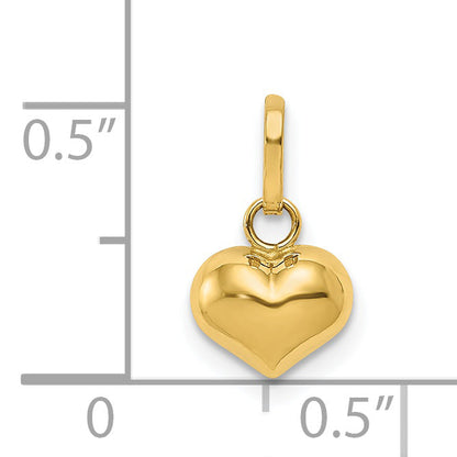 14K Gelbgold 14K Poliert 3-d Gewölbt Herz Charm