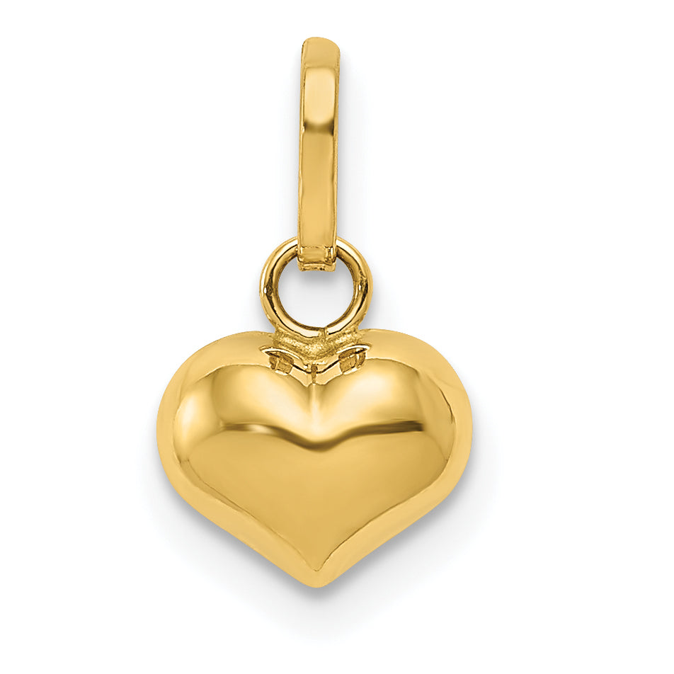 14K Gelbgold 14K Poliert 3-d Gewölbt Herz Charm