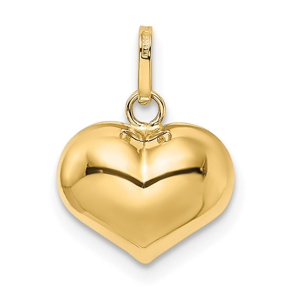14K Gelbgold 14K Poliert 3-d Gewölbt Herz Anhänger