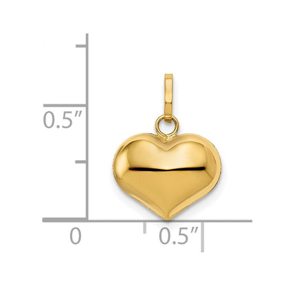 14K Gelbgold 14K Poliert 3-d Gewölbt Herz Anhänger
