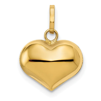 14K Gelbgold 14K Poliert 3-d Gewölbt Herz Anhänger