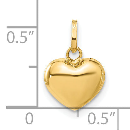 14K Gelbgold 14K Poliert 3-d Gewölbt Herz Anhänger