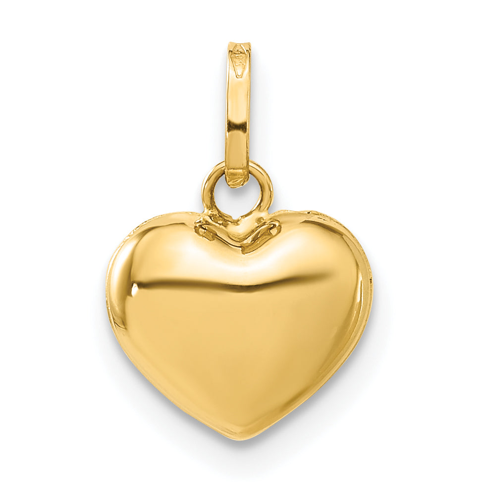 14K Gelbgold 14K Poliert 3-d Gewölbt Herz Anhänger