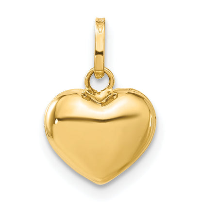 14K Gelbgold 14K Poliert 3-d Gewölbt Herz Anhänger
