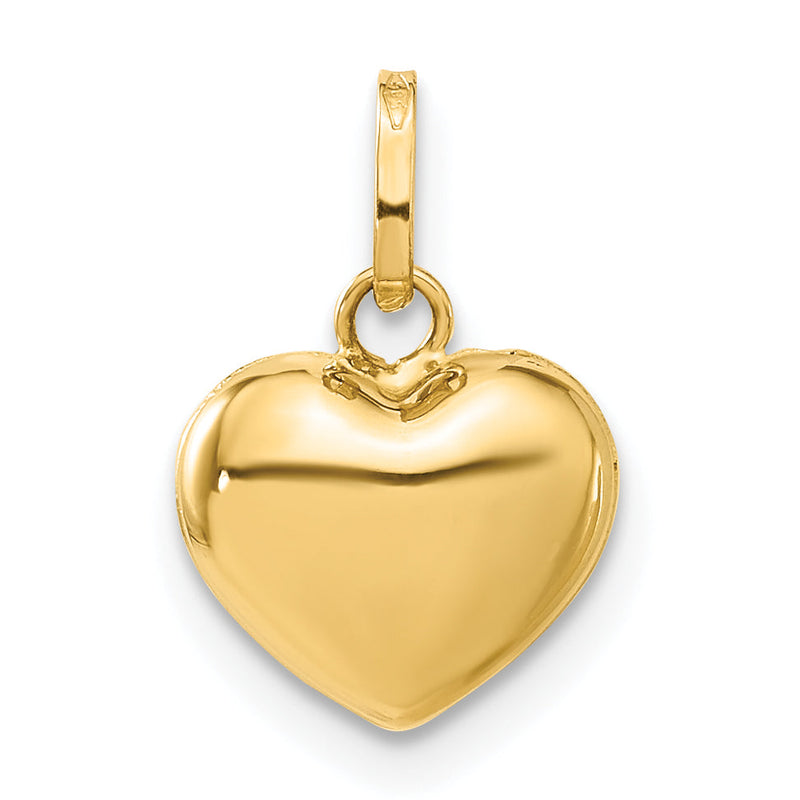 14K Gelbgold 14K Poliert 3-d Gewölbt Herz Anhänger