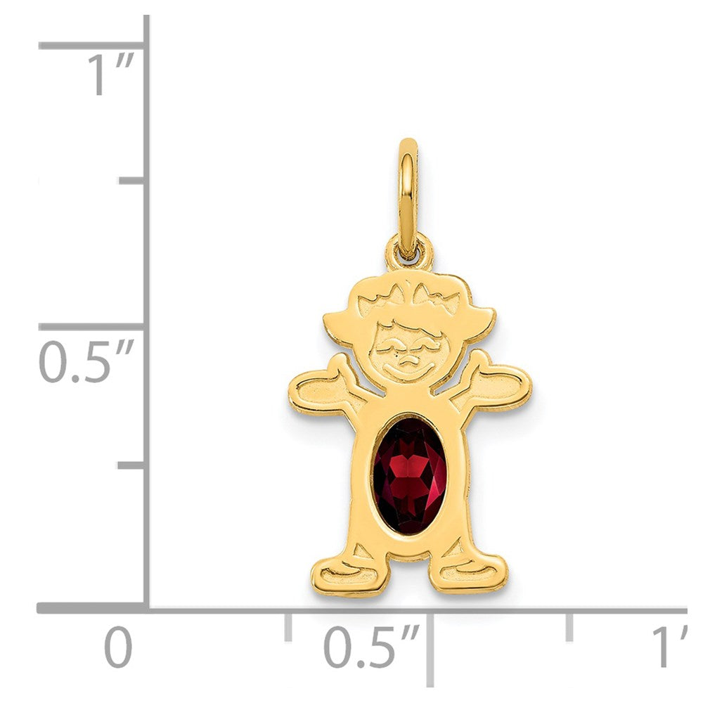 14K Gelbgold 14K Mädchen 6x4 Oval Echt Granat-jan