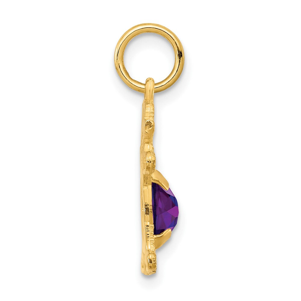14K Gelbgold 14K Mädchen 6x4 Oval Echt Amethyst-february