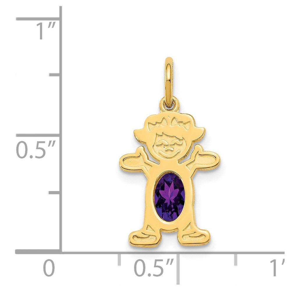 14K Gelbgold 14K Mädchen 6x4 Oval Echt Amethyst-february
