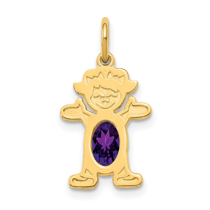 14K Gelbgold 14K Mädchen 6x4 Oval Echt Amethyst-february
