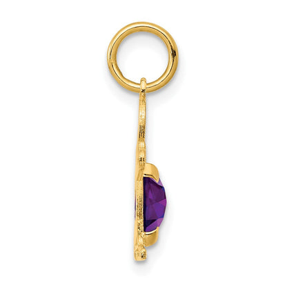 14K Gelbgold 14K Junge 6x4 Oval Echt Amethyst-february