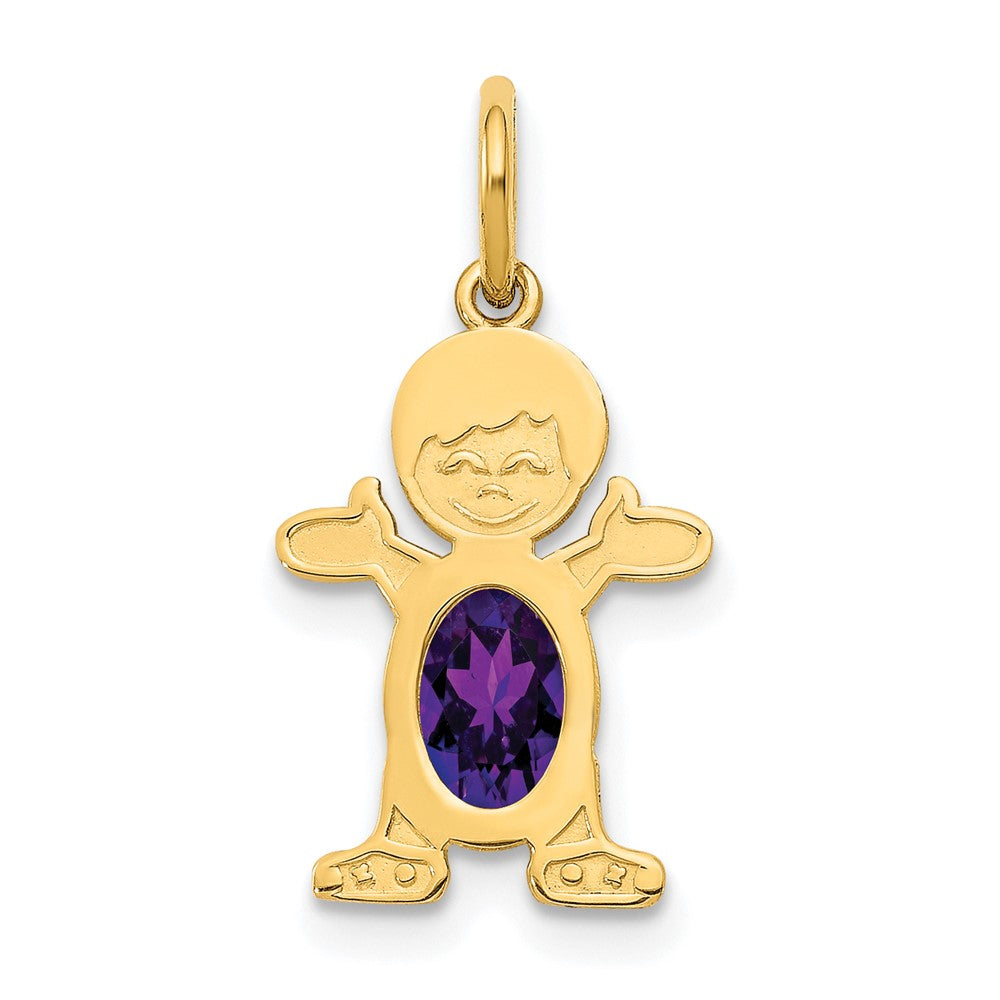14K Gelbgold 14K Junge 6x4 Oval Echt Amethyst-february