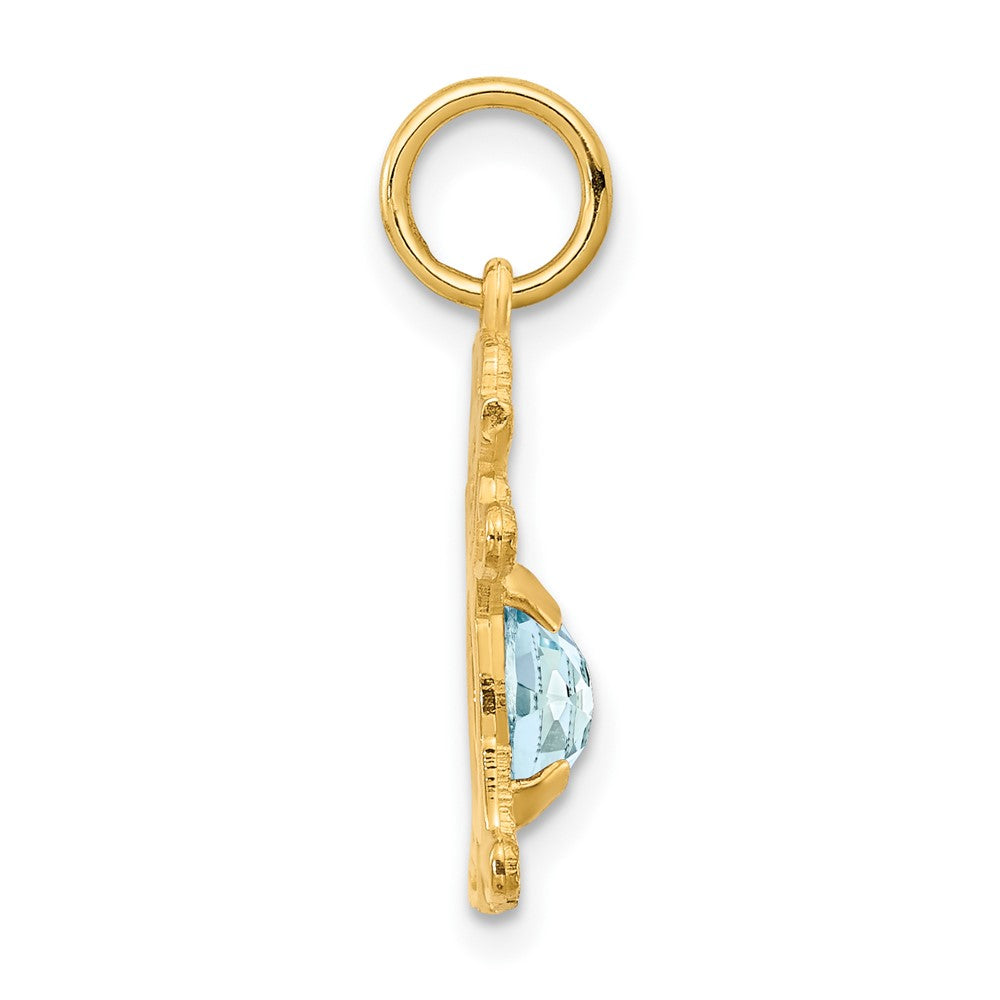 14K Gelbgold 14K Mädchen 6x4 Oval Echt Aquamarin-march