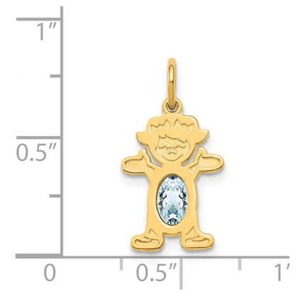 14K Gelbgold 14K Mädchen 6x4 Oval Echt Aquamarin-march