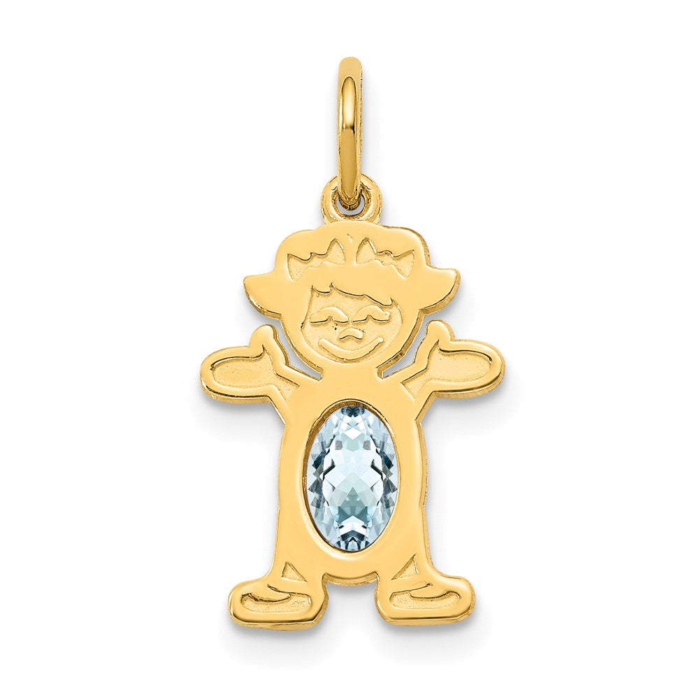 14K Gelbgold 14K Mädchen 6x4 Oval Echt Aquamarin-march