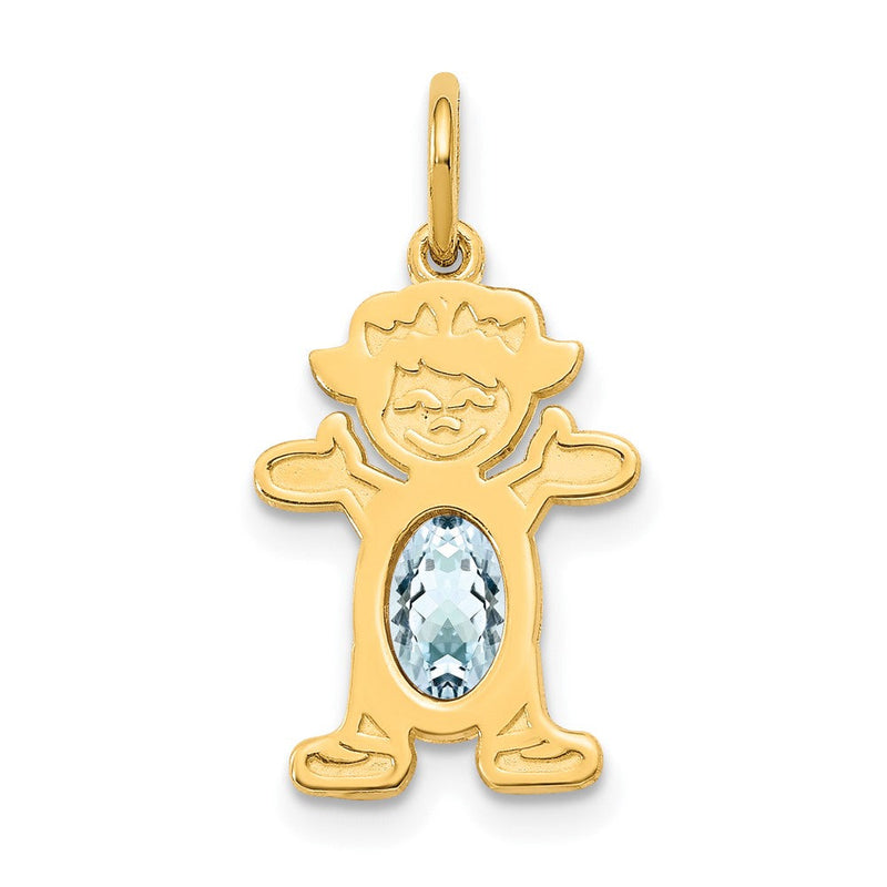 14K Gelbgold 14K Mädchen 6x4 Oval Echt Aquamarin-march