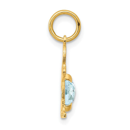 14K Gelbgold 14K Junge 6x4 Oval Echt Aquamarin-march