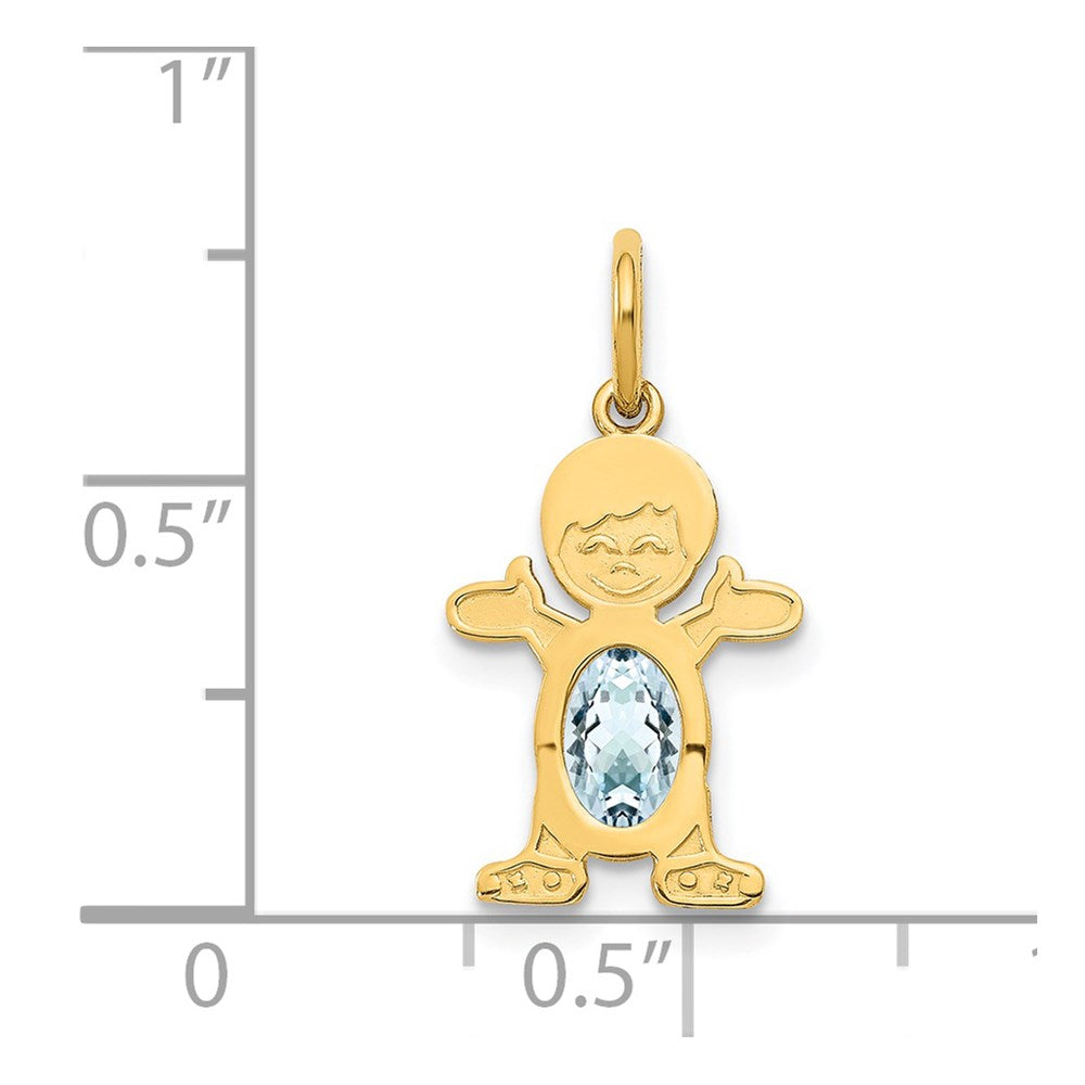 14K Gelbgold 14K Junge 6x4 Oval Echt Aquamarin-march