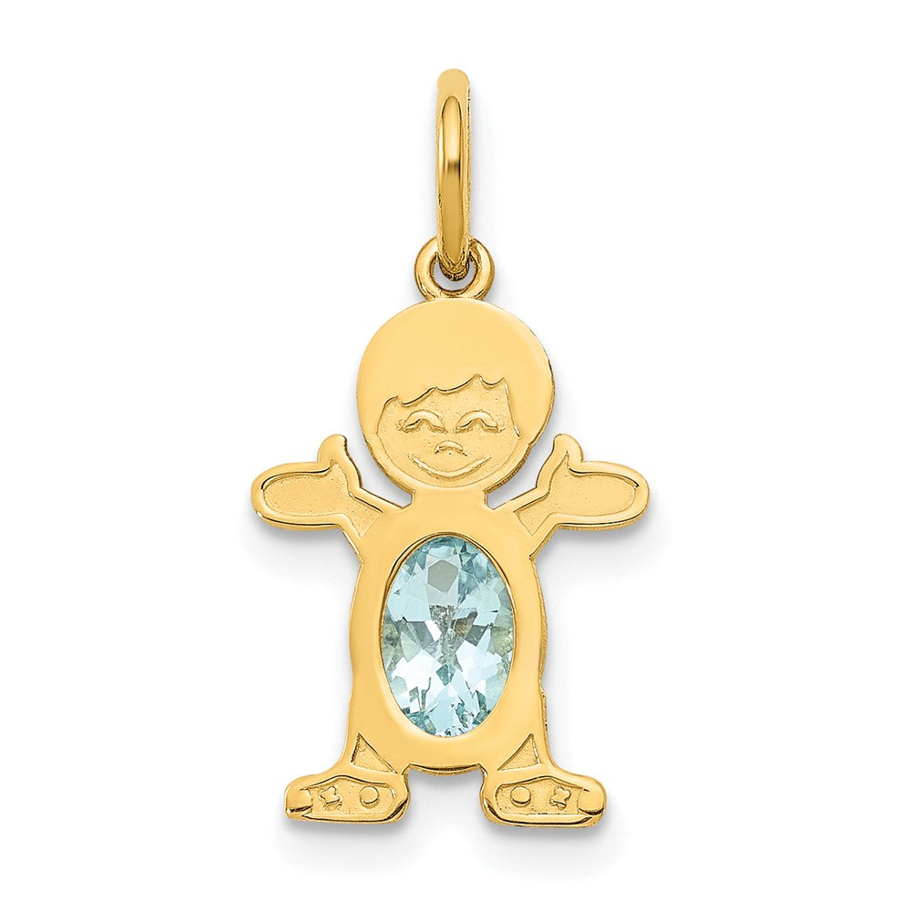14K Gelbgold 14K Junge 6x4 Oval Echt Aquamarin-march
