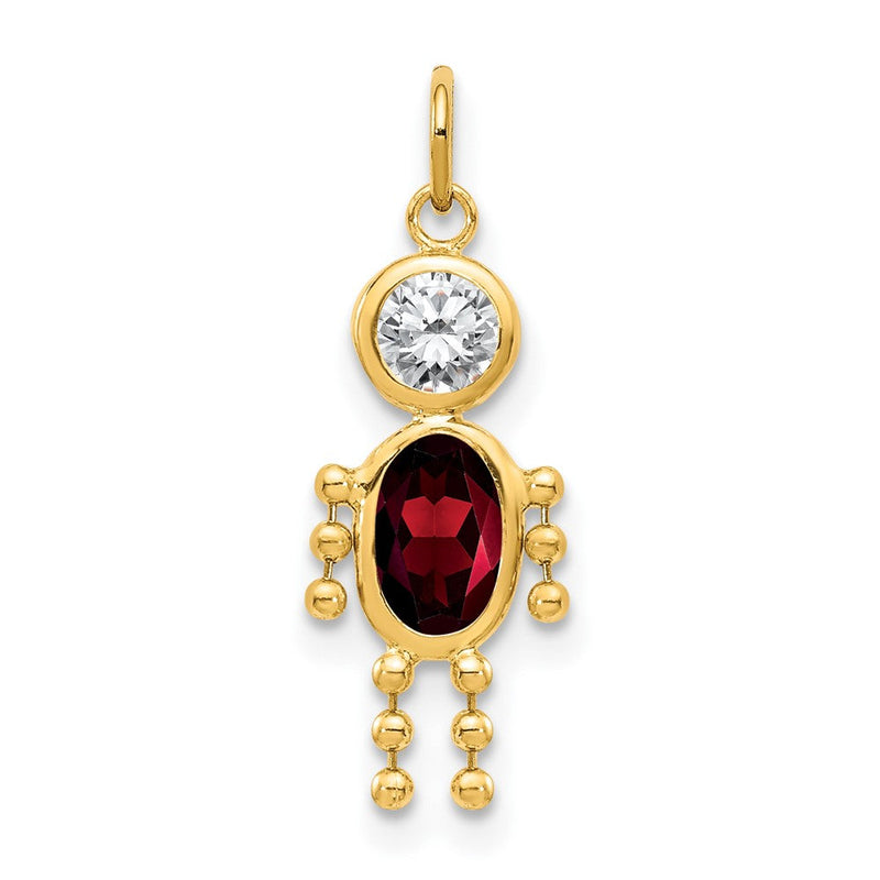 14K Gelbgold 14K January Junge Geburtsstein Charm