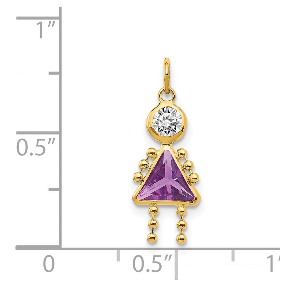 14K Gelbgold 14K February Mädchen Geburtsstein Charm