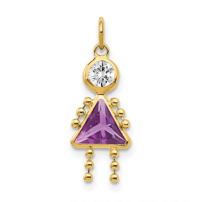 14K Gelbgold 14K February Mädchen Geburtsstein Charm