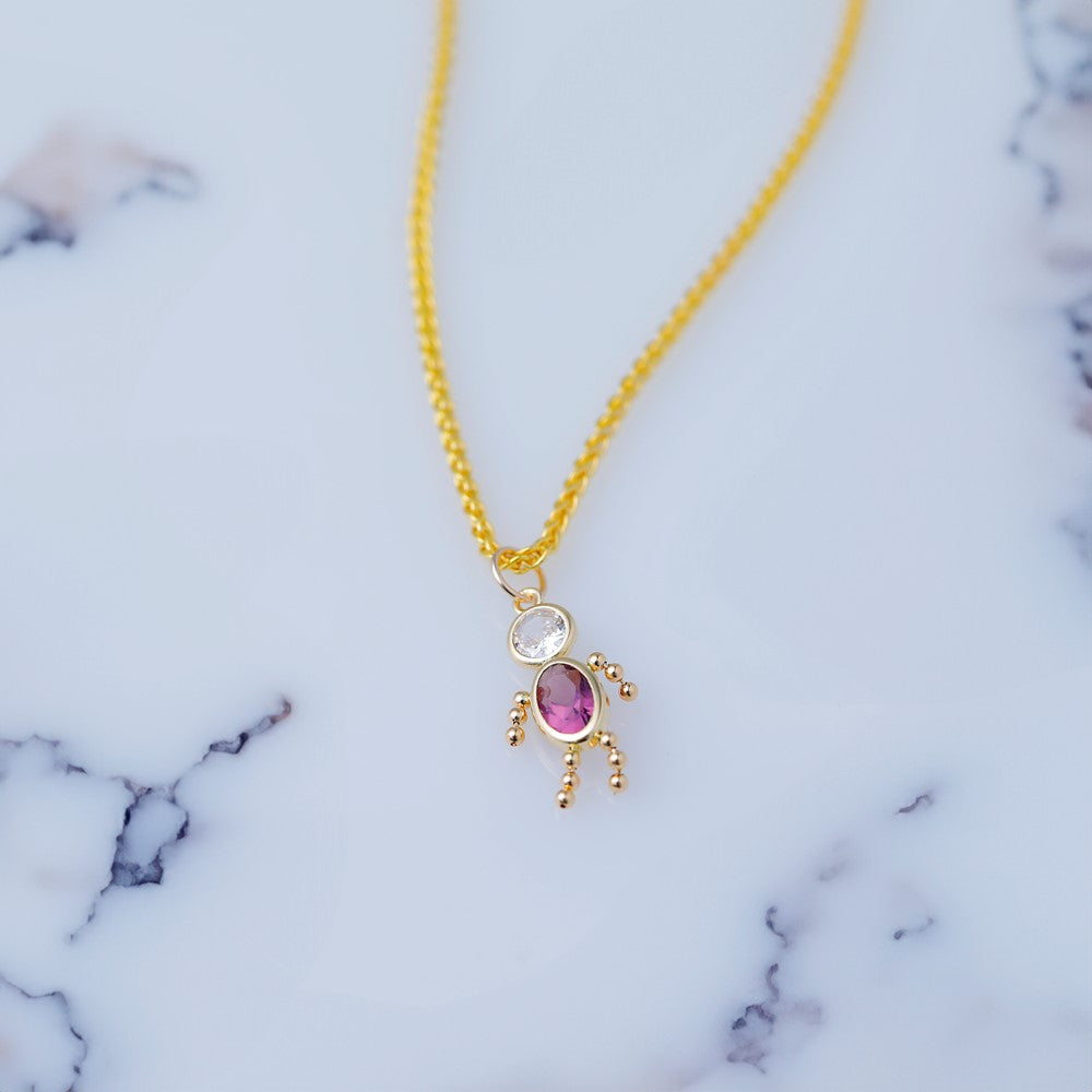 14K Gelbgold 14K February Junge Geburtsstein Charm