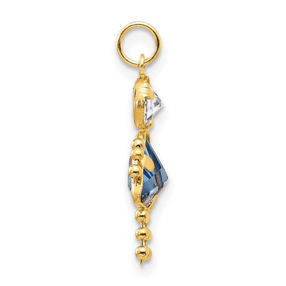 14K Gelbgold 14K March Mädchen Geburtsstein Charm
