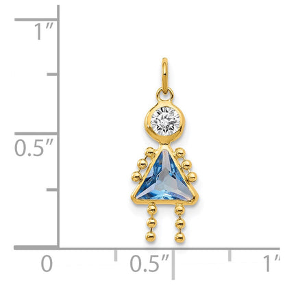 14K Gelbgold 14K March Mädchen Geburtsstein Charm
